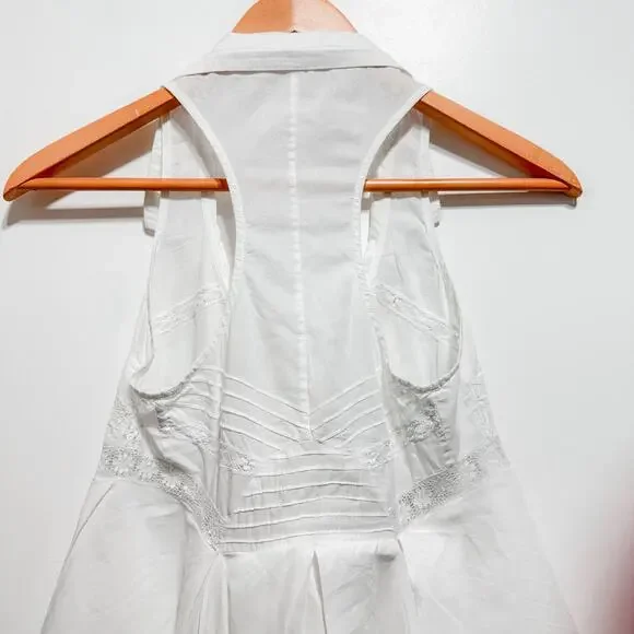 ALLSAINTS SPITALFIELDS White Cotton ECHO Top Size XS Peplum Collared - Picture 6 of 7